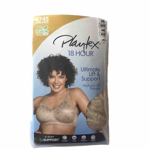 NEW Playtex 4745 18 Hour Wire Free Full Support Bra 44C Nude Beige Ultimate Lift - Picture 5 of 9